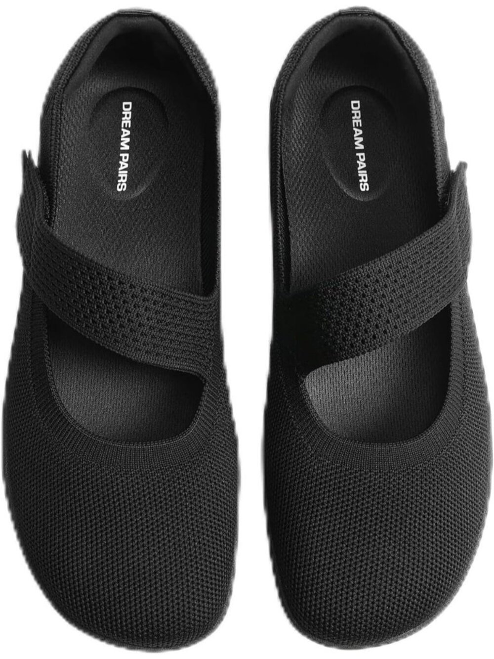 Dream Pairs Women's Black Mary Jane Wide Toe Ballet Flats Black Knit Shoes